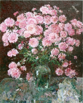 Розовые Хризантемы